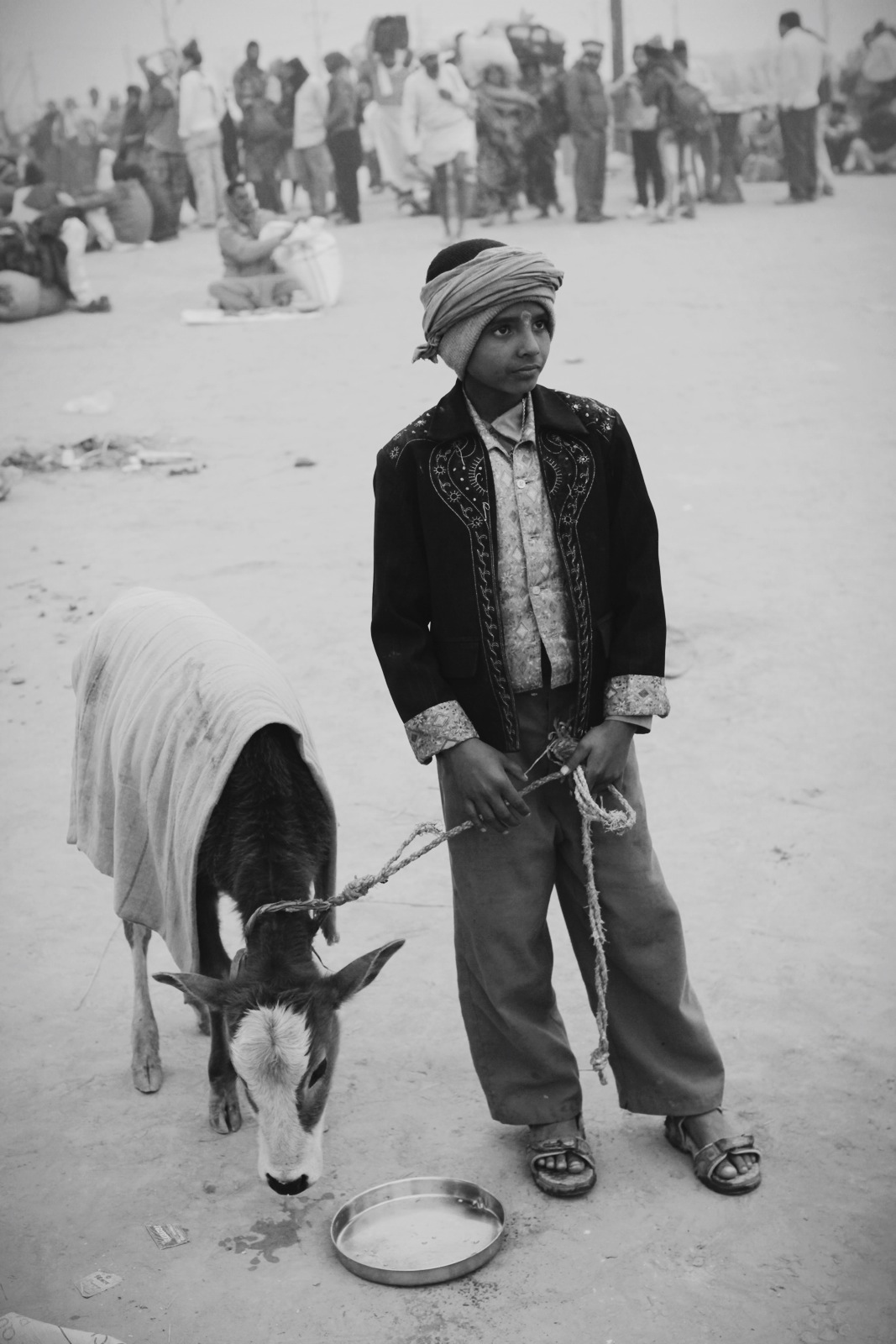 Boy with cow in Allahabad, India.
