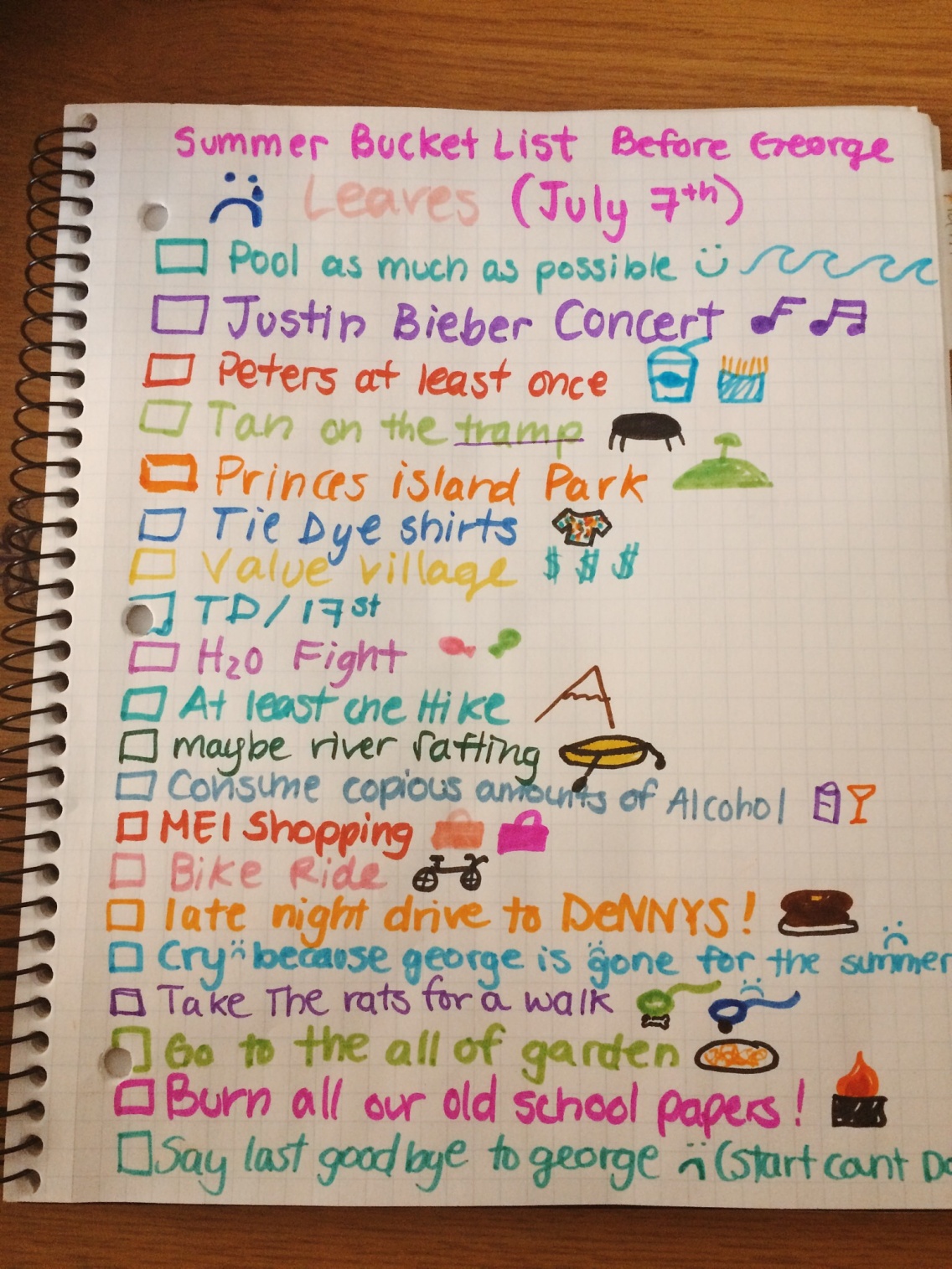 Really Lame Summer Bucket List Before George Leaves To Travel The