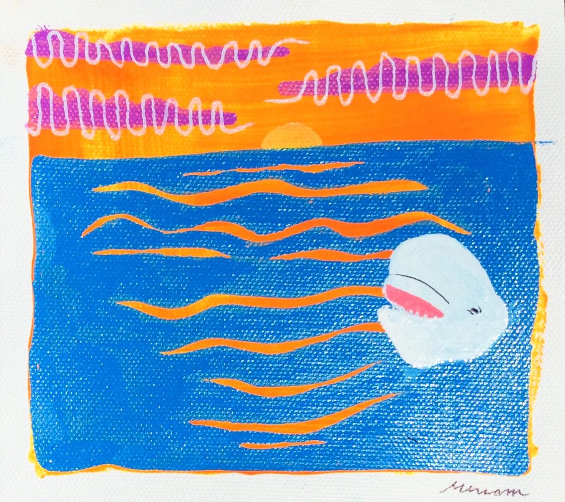Vsco Beach Ocean Art Artist Blue Sketch Vscox Whale Sunset Sunrise Goldenhour Aesthetic Painting Drawing Orange Miriammac Vsco