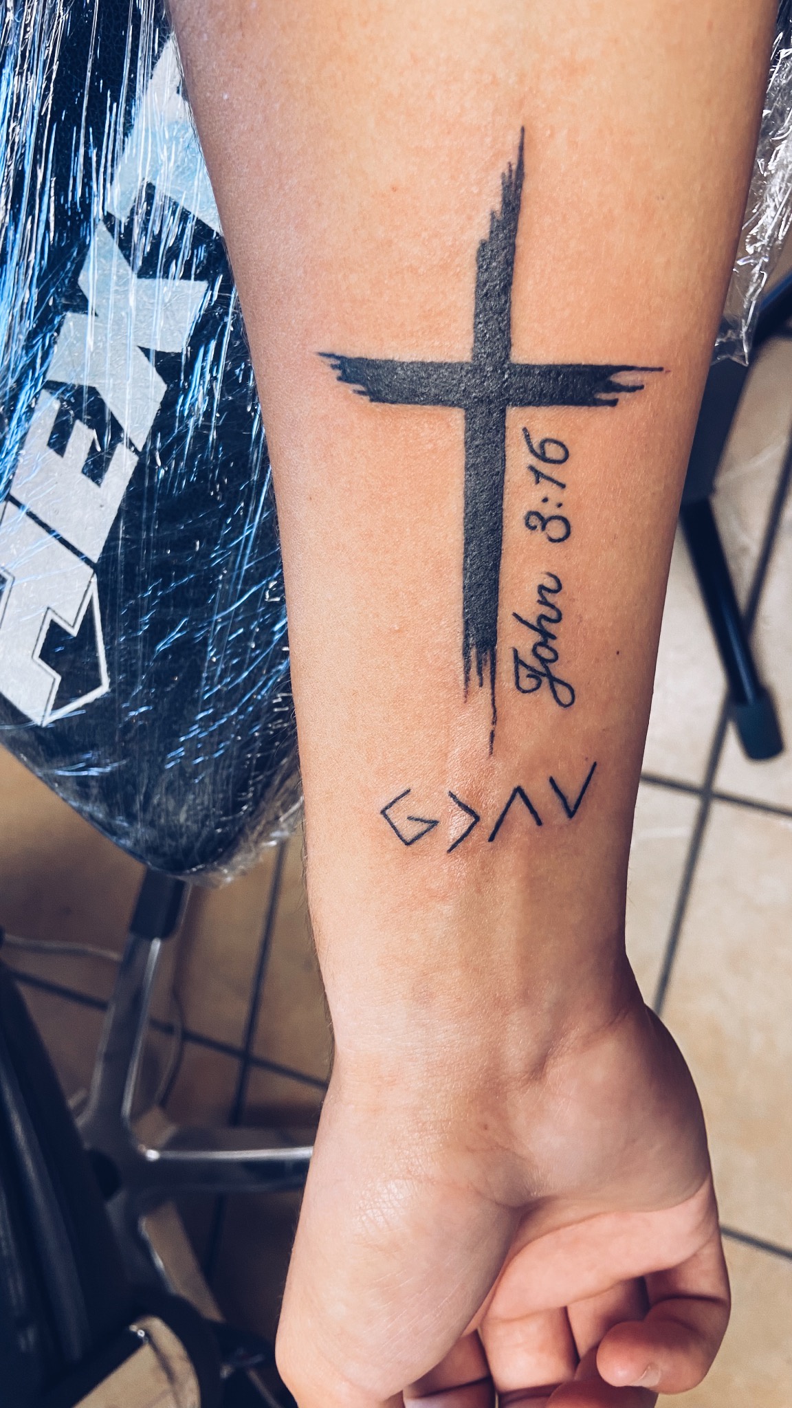 Dotwork Christian Cross With John 316 Tattoo Idea  BlackInk