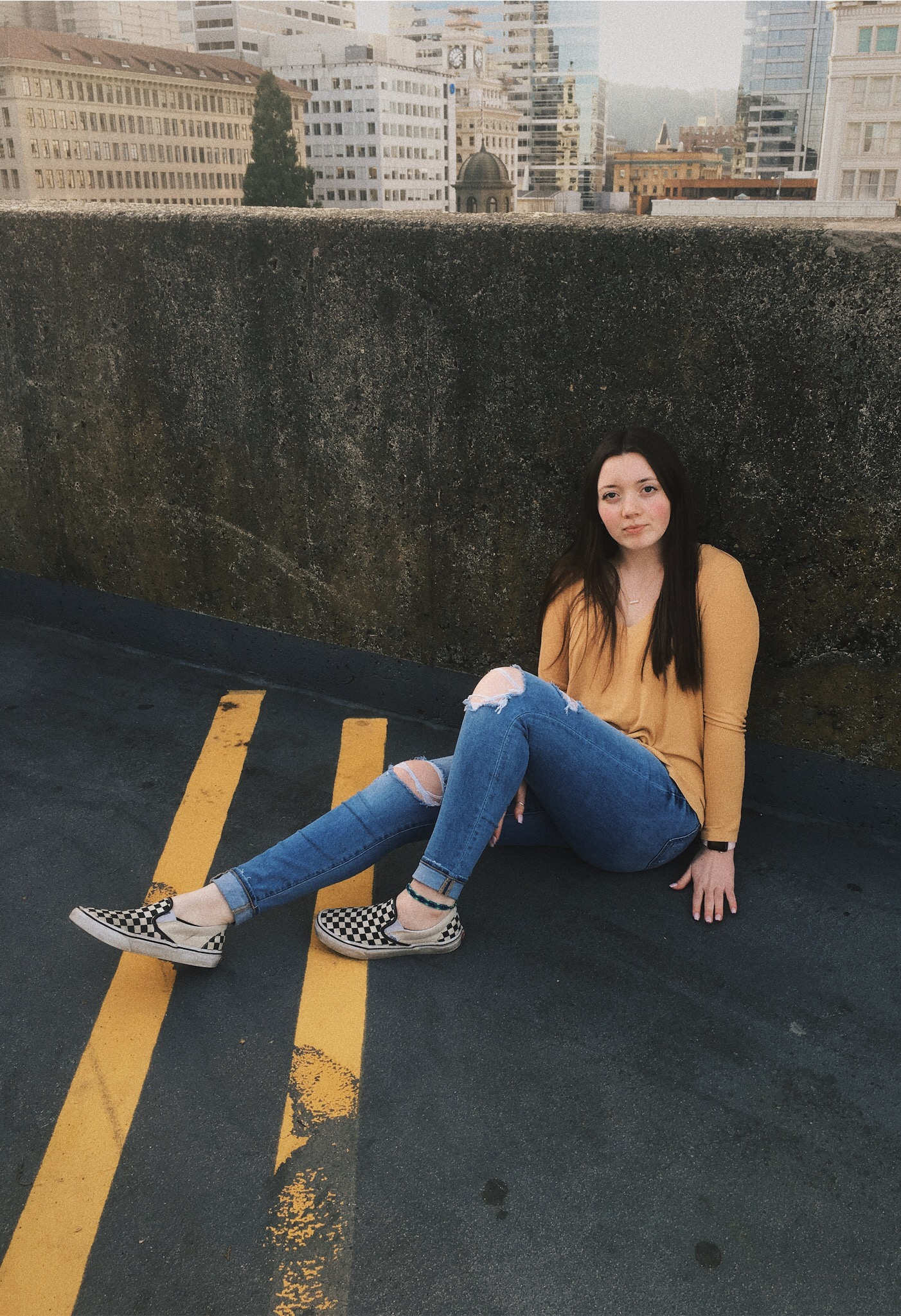 yellow lines and checkered vans 