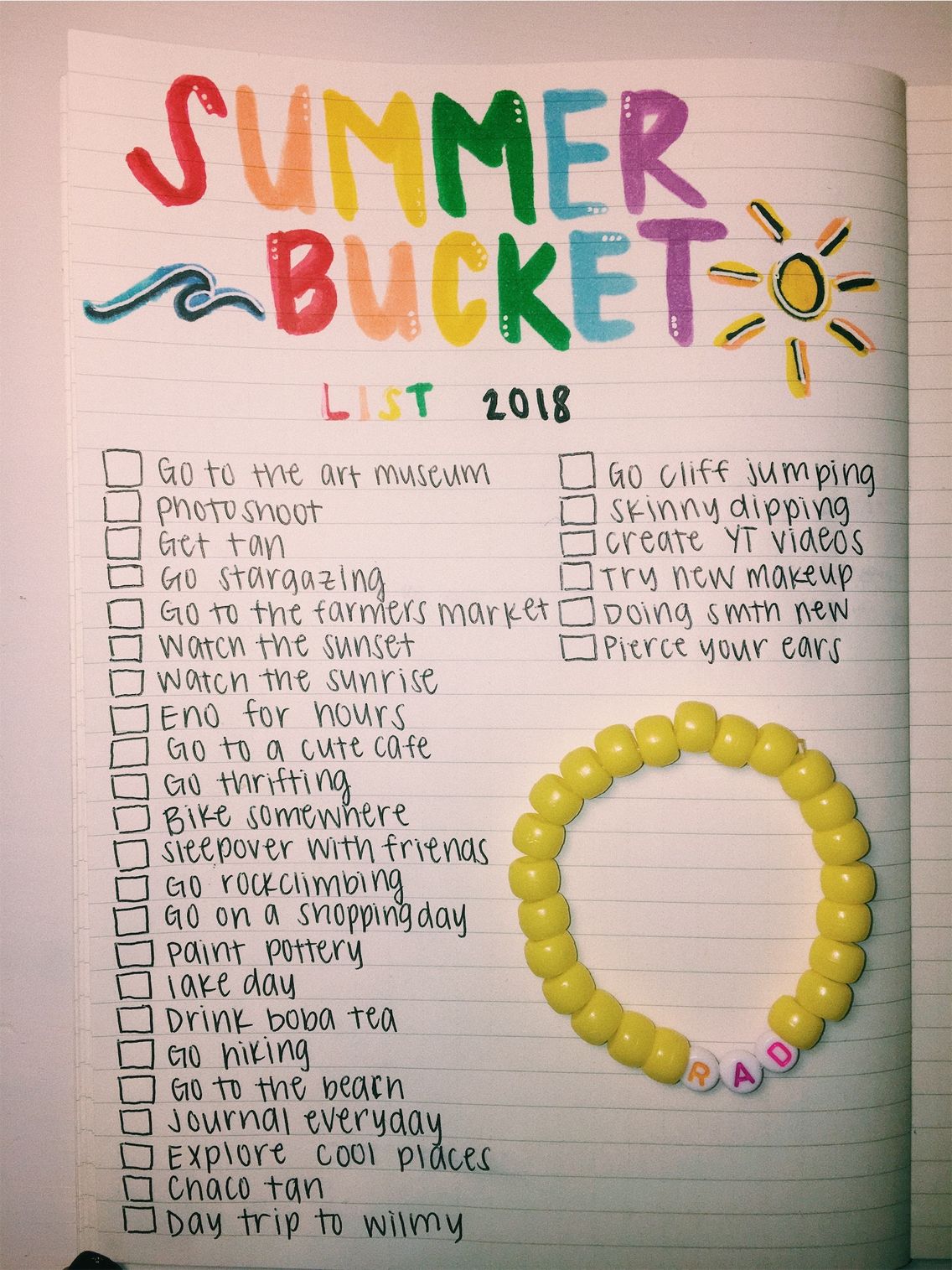 2018 Summer Bucket List Jjasminepham Vsco